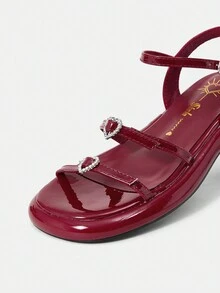 SheIn MOD Của phụ nữ Đúng mốt Linh hoạt Dép xăng đan - Màu Đỏ Sâu - Xem 6