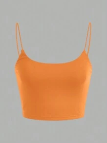 SHEIN EZwear Top De Punto De Sin Mangas Para Mujeres, Estilo Cultivo Con Tres Colores Disponibles - Naranja - Ver 9