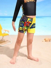 Bañador De Natación Para Niños Con Estampado De Caricatura - Multicolor - Ver 6