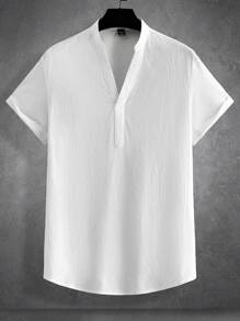 Manfinity Homme Męski Wcięcie Kołnierz Krótki Rękaw Koszula I Sznurek w talii Szorty 2 szt./zestaw