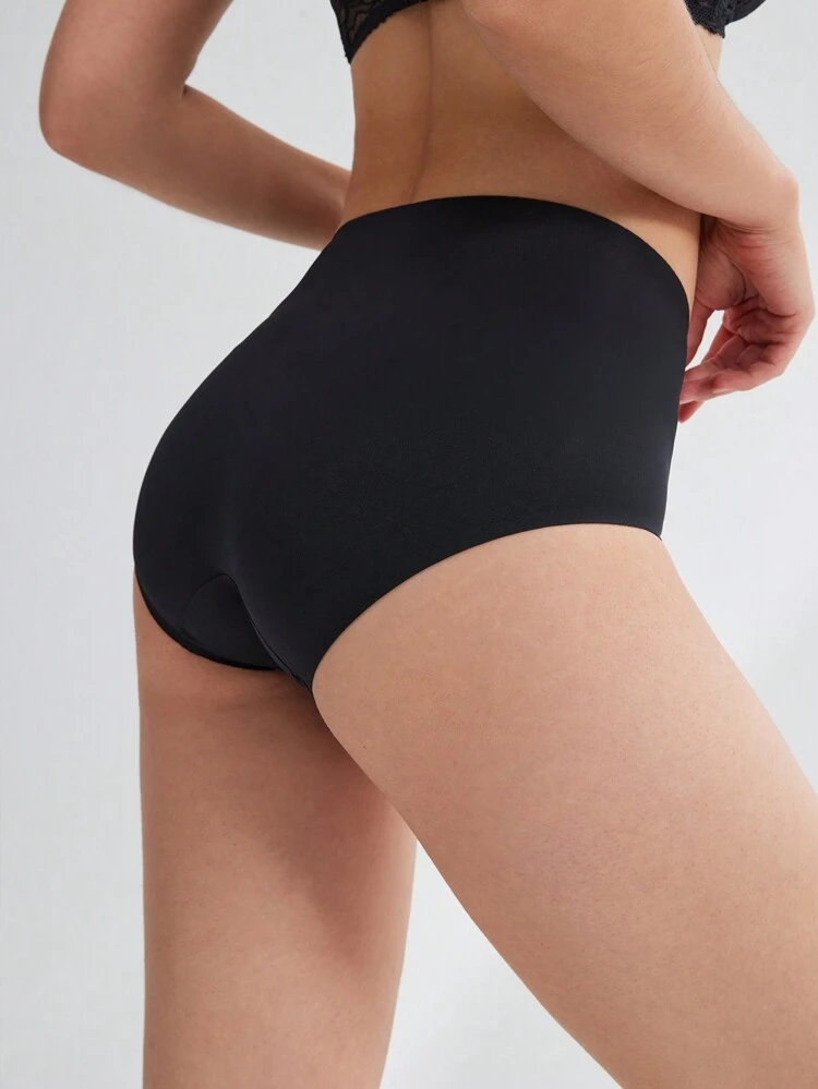 3-Pack High Waist No-Show Briefs Women Underwear Panties Set-All Black