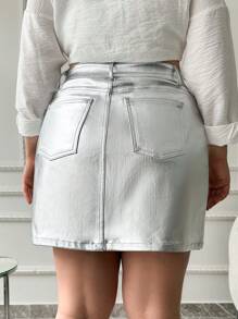 RueChic Plus Size Metallic Skirt