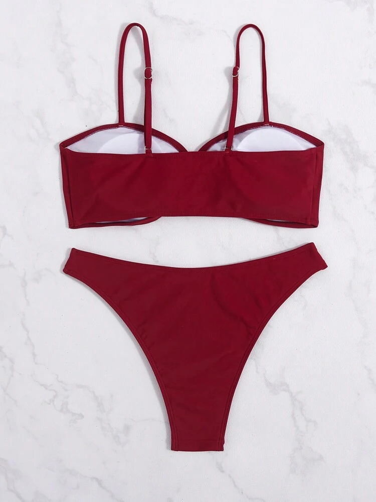 Solid Color Two-Piece Bikini Set Summer Beach