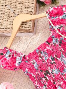 SHEIN Vestido de niña preadolescente con mangas de tapilla y estampado