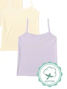 Young Girl Solid Color 4pcs/Set Camisole Tops Underwear - Multicolor - View 3