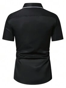 Manfinity Homme Men's Graphic Printed Designer Short Sleeve Button-Up Collar Shirt, For Vacation, Dad And Me, Daddy