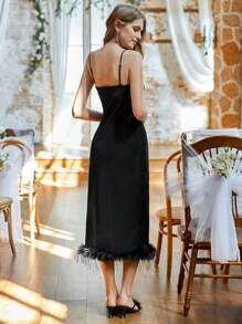 Aveloria Sleeveless Feather-Printed Dress - Black - View 2