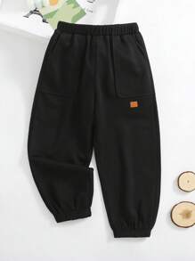 SHEIN 1 Miếng Chàng trai trẻ Giải trí Phong cách Học viện Mềm mại , Thoải mái Và Đơn giản Quần , Phong cách đường phố , Thích hợp Cho mùa xuân , Mùa hè Và Mùa thu - màu đen - Xem 1