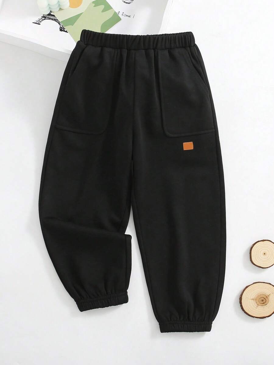 SHEIN 1 Miếng Chàng trai trẻ Giải trí Phong cách Học viện Mềm mại , Thoải mái Và Đơn giản Quần , Phong cách đường phố , Thích hợp Cho mùa xuân , Mùa hè Và Mùa thu - màu đen - Xem 1