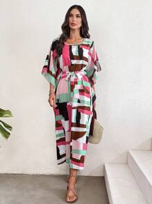 Al Najma 幾何印花蝙蝠袖土耳其長袍