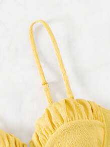 Swim Mod Women's Ruched Padded Bikini Top With Adjustable Straps (Underwire) For Summer, Beach, Swimming, Vacation - Yellow - View 5