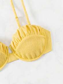Swim Mod Women's Ruched Padded Bikini Top With Adjustable Straps (Underwire) For Summer, Beach, Swimming, Vacation - Yellow - View 6