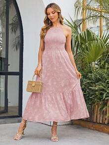 Simplee Robe En Jacquard À Panneaux À Fronces Pour Femme - Rose bonbon - Voir 4