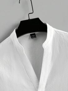 Manfinity Homme Męski Wcięcie Kołnierz Krótki Rękaw Koszula I Sznurek w talii Szorty 2 szt./zestaw