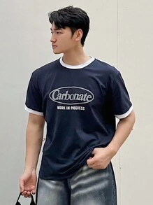 DAZY Camiseta de manga corta con estampado de letras para hombres, vuelta al colegio en verano, camisetas gráficas