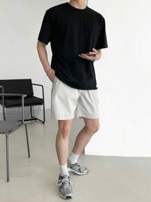 DAZY Hombres Shorts con bolsillos oblicuos de pierna recta