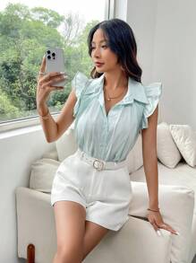 Aveloria 女士盖袖褶皱衬衫