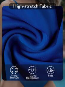 Swim Vcay 女式側卷邊單肩泳衣,開放式背部,適用於嘉年華 - 藍色 - 查看 7