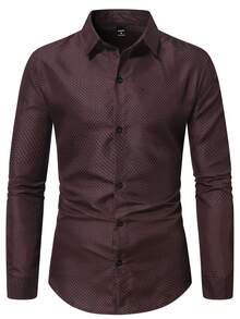 Manfinity Homme 男裝全印花長袖襯衫 - 紅色 - 查看 6