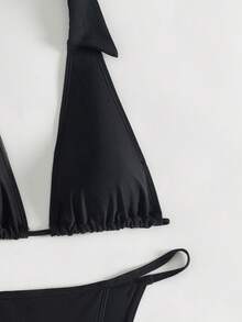 Swim Vcay Women's Halter Neck Bikini Set With Waist Cutout Design Summer Beach - Black - View 7