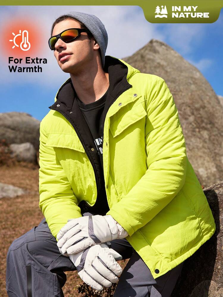 Men's Solid Color Hooded Pocketed Sports Coat