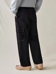 Manfinity VCAY Men's Woven Cargo Pants - Black - View 6