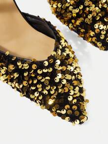Fashionable Pointed Toe Sequined High Heel Shoes For Women, All Seasons