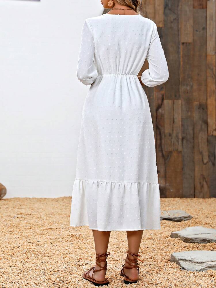 Solid Color Lace Hem Dress