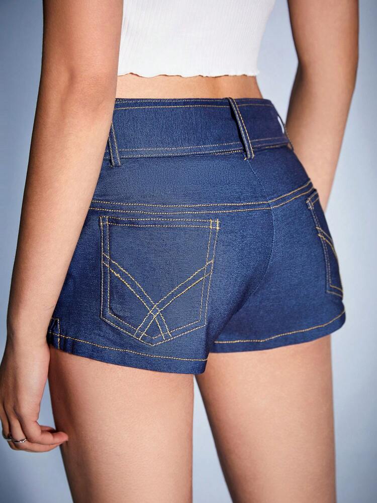 Women's Denim Effect Mini Shorts