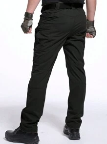男友风男士拉链口袋侧工装裤 - 黑色 - 查看 2