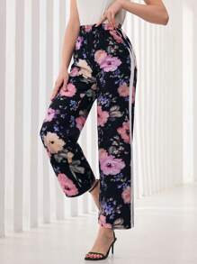 Modelyn Women's Elastic Waist Floral Printed Long Pants - Multicolor - View 5
