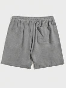 Manfinity RebelGame Pantalones cortos grises con cordón de unicolor tejido para hombres de Manfinity - Gris Oscuro - Ver 2
