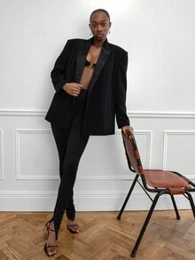 MISSGUIDED Boyfriend Tux Blazer - Black - View 3