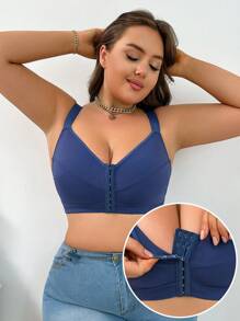 1 Miếng Mặt trước Khép kín Không dây Kích thước lớn Bras , Đối với Giải trí Mặc - Màu xanh lam - Xem 3