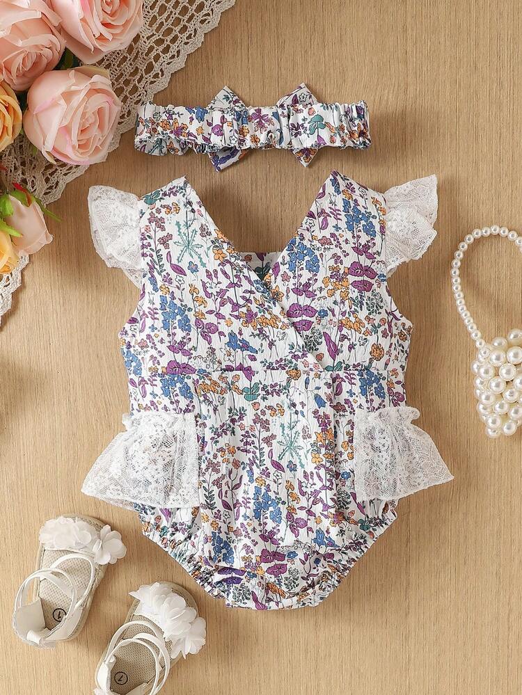 Fashionable Baby Girl Short Ruffled Sleeve Bodysuit