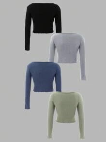 4 Pcs Multicolor Three Prieces T-Shirt - Multicolor - View 2