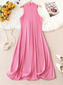 SHEIN Clasi 女士高領無袖打結腰身緊身連衣裙