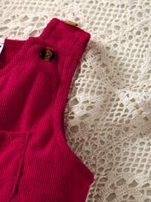 SHEIN Baby Girl Casual Vintage Heart-Shaped Embroidery Jumpsuit, Great For Autumn/Winter And Valentine's Day - Multicolor - View 5