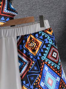 SHEIN Teen Boy Rhombus & Digital Print Two Piece Set - Multicolor - View 8