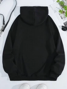 INAWLY 大码女式标语印花卫衣 - 黑色 - 查看 2