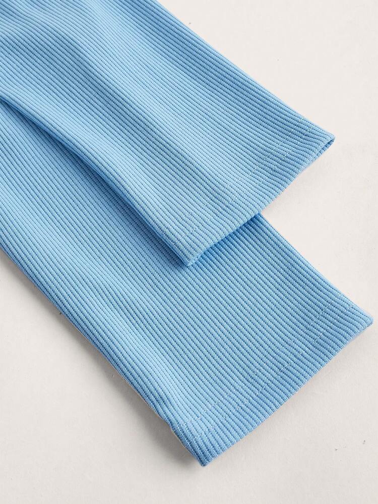Women's Blue Hollow Out Twist Knot Detail Round Neckline Dress