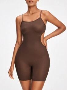 Ladies' Hollow Out Waist Strapless Bodysuit For Shaping - Brown - View 1
