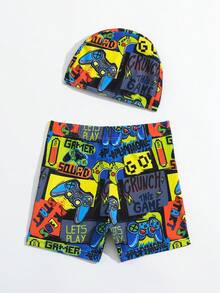 Bañador De Natación Para Niños Con Estampado De Caricatura - Multicolor - Ver 8
