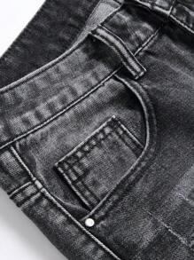 Men's Casual Distressed Denim Shorts Jorts, Emo Style