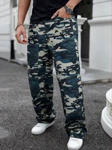 Manfinity Homme 迷彩印花寬鬆褲 - 彩色 - 查看 6