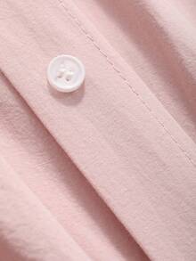 DAZY 女士純色中長款襯衫連衣裙 - 淺粉色 - 查看 10