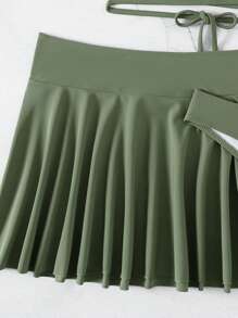 SHEIN Swim Summer Beach Front Bikini Set With Beach Skirt Cover 3pcs Music Festival