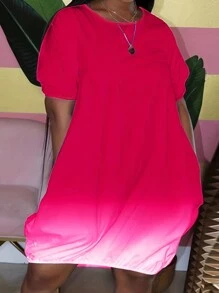 Kích thước lớn Của phụ nữ Biến đổi dần Ngắn Ống tay áo Bong bóng Đầm - Nhiều màu - Xem 1