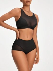 Của phụ nữ Lưới Quần skinny Áo định hình Với Trở lại Thiết kế rỗng - màu đen - Xem 6