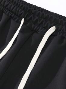 Men's Summer New Fashionable Letter Print Drawstring Waist Sports Cargo Shorts With Details,Bermuda Shorts